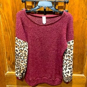 Boutique Brand Leopard Accent Blouse